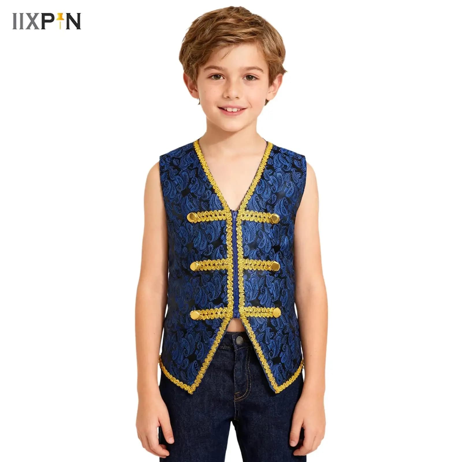 Ragazzi Ragazze Vintage Medievale Velluto Frac Vittoriano Gentiluomo Gilet da smoking Giacca Steampunk Halloween Dress Up Costume da festa