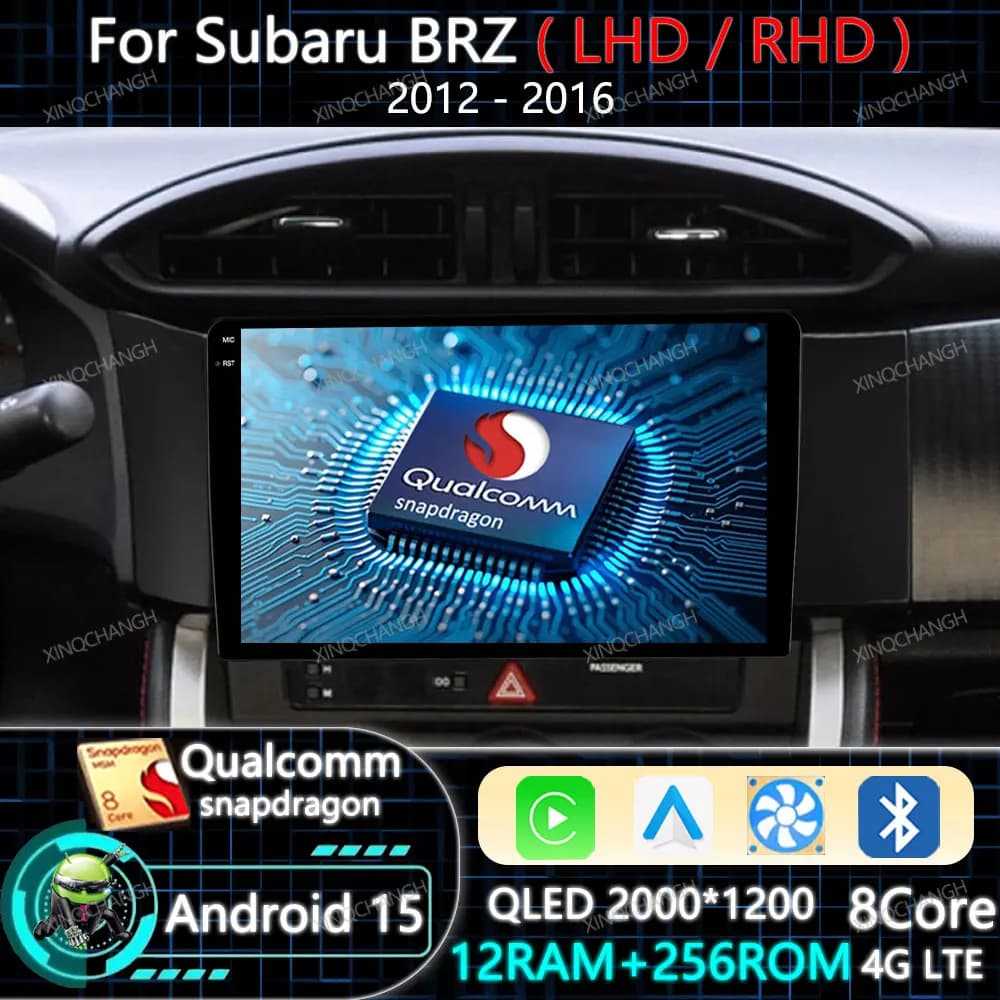 Android 15 Car Radio For Subaru BRZ Scion FRS Toyota GT86 GT 86 2012 - 2016 Multimedia Video Player GPS 4G LTE 5G WIFI Qualcomm