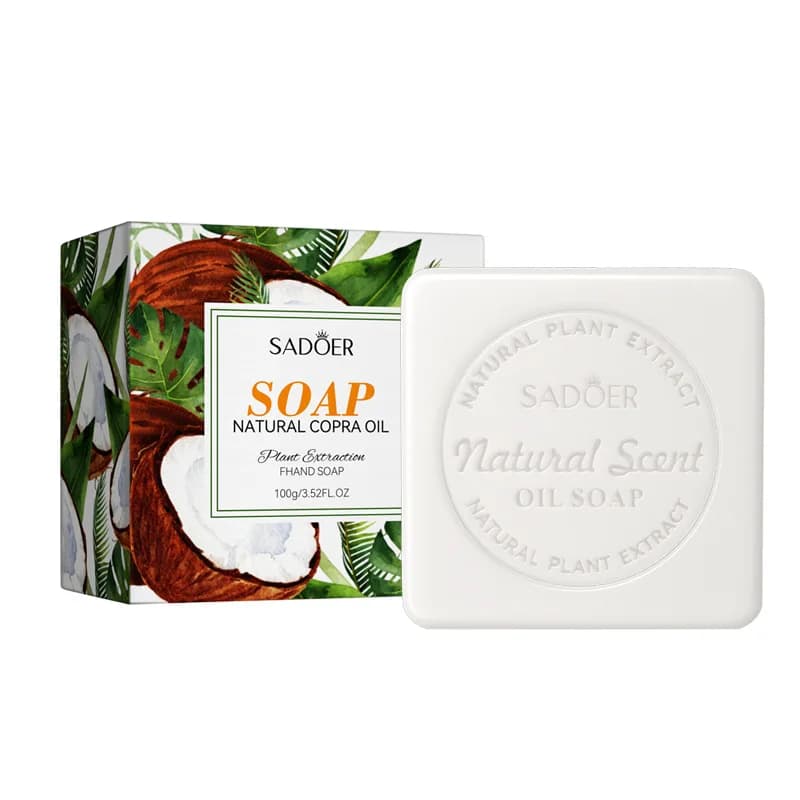 Sapone Naturale all'Olio di Cocco 100g, Sapone Artigianale per la Pulizia del Corpo, Controllo del Sebo, Lavaggio Viso, Lubrificante e Idratante, 1 Confezione