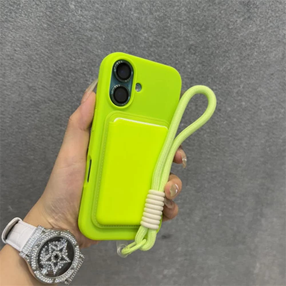 IPhone 16 Pro Max Green Case with Magnetic Card Holder, Tatto Soft, Trendy, Compatible with iPhone 15 14 13 12 11