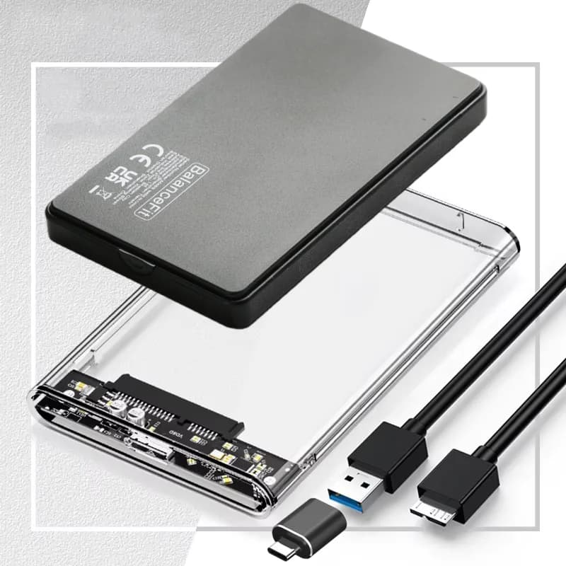 Custodia per disco rigido esterno USB 3.0/Type C Custodia per disco rigido esterno SATA SSD da 2,5 pollici con velocità di trasferimento di 5 Gbps Scatole per disco rigido trasparenti senza attrezzi