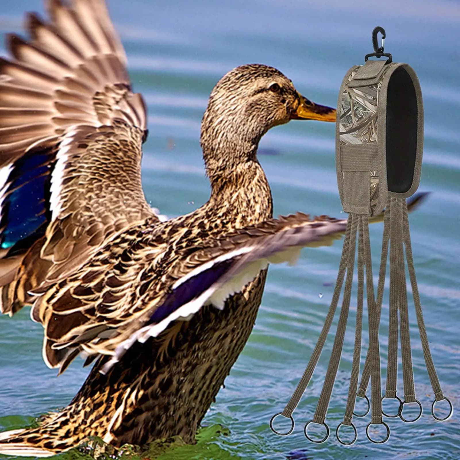 Attrezzatura da caccia per anatra antiscivolo con cinturino per anatra con 8 anelli Stringer da caccia leggero per animali domestici per campo di uccelli acquatici con oche aviane selvatiche
