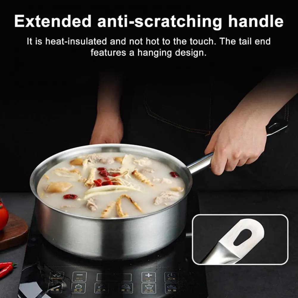 Stainless Steel Pot With Slip Cover Corrosion Resistant Panel Uniform Kitchen Essential For Home Bar Restaurant
