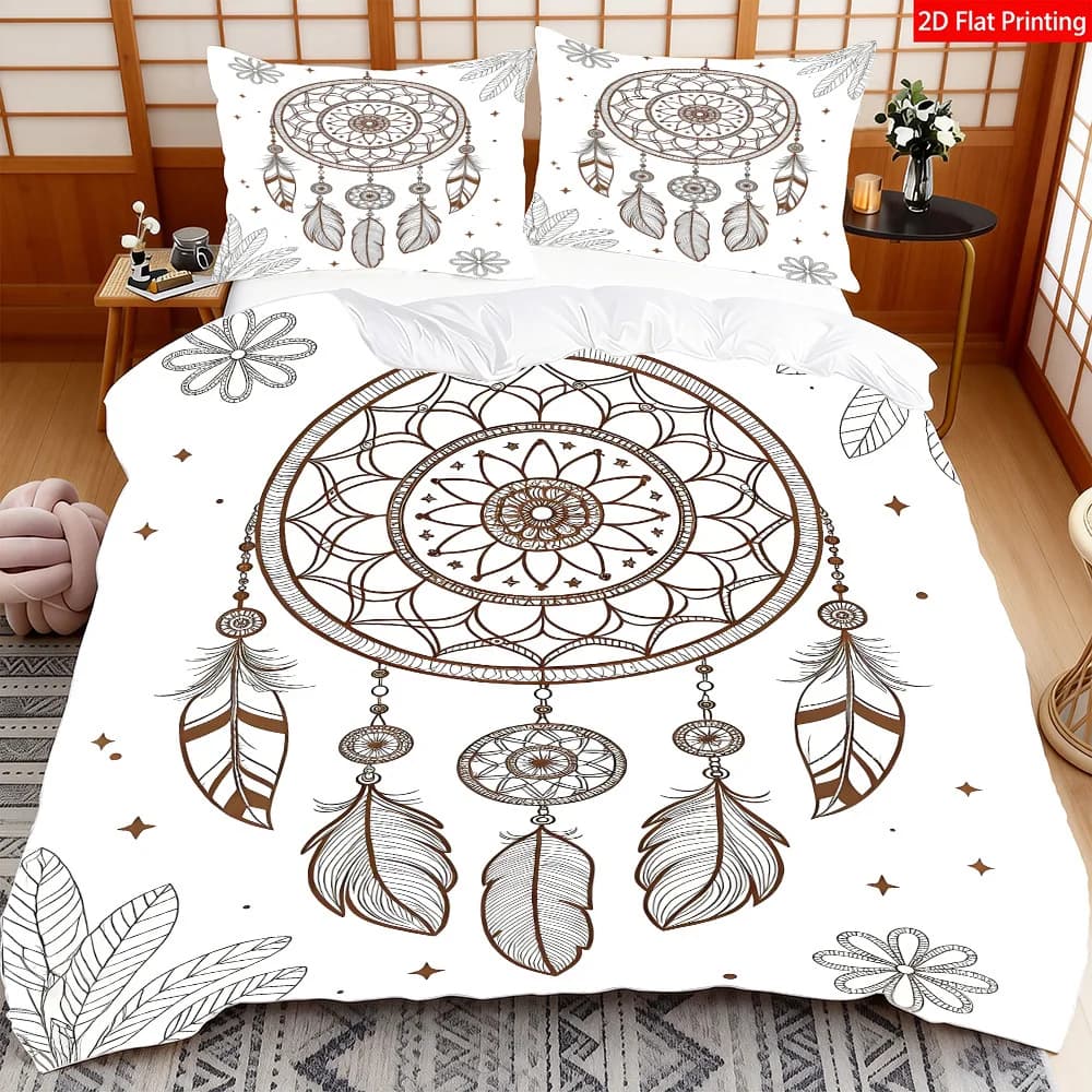 Dream Catcher Bedding Set Full Queen King Size Bohemian Dream Catcher Duvet Cover Mandala Comforter Cover Feathers Quilt Cover