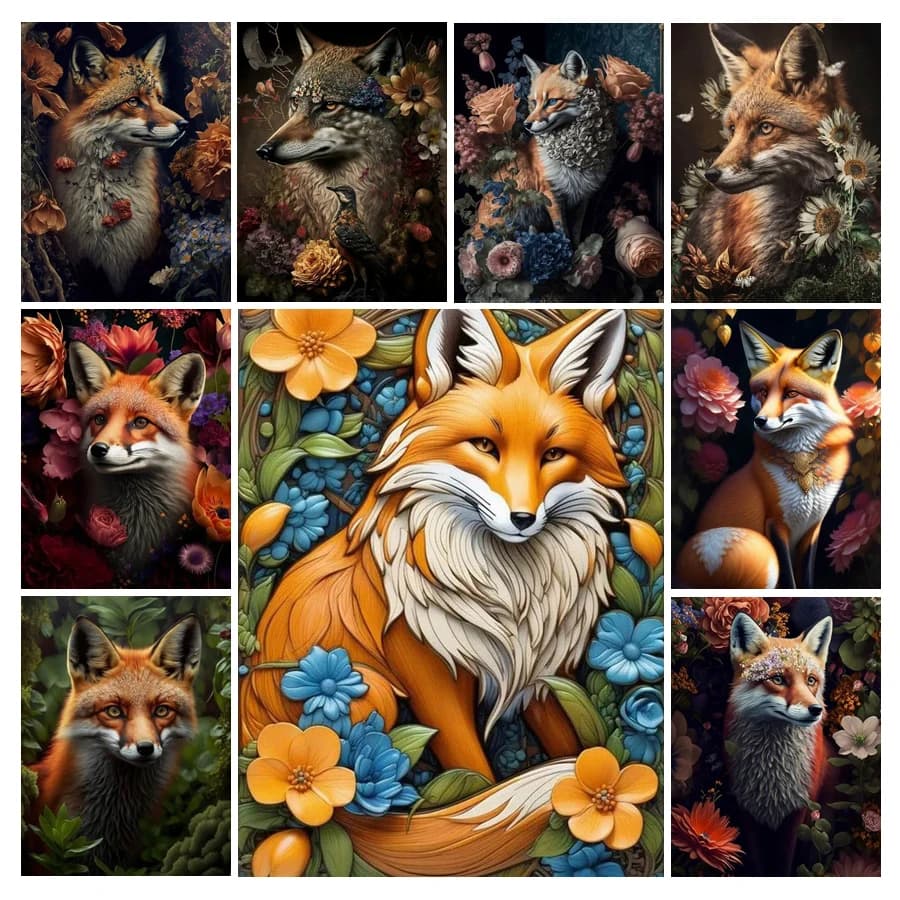 New Collection Diamond Painting Animal Fox Diy Full Mosaic Manual Arts Rhinestone Embroidery Sale Picture Wall Decor