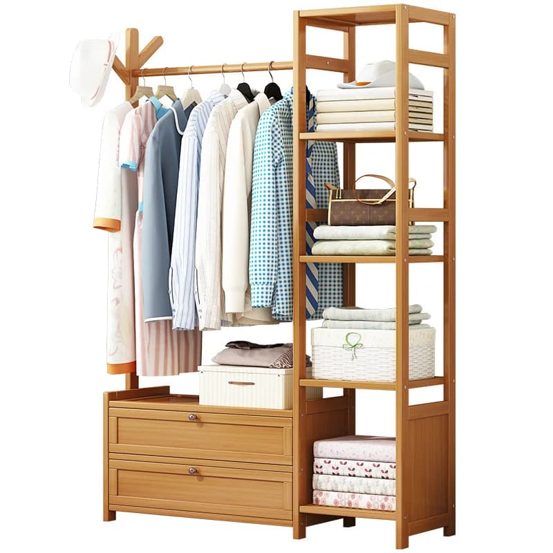 Bedroom Solid wood hanger Household floor coat rack Multifunctional wardrobe Hanging clothes
