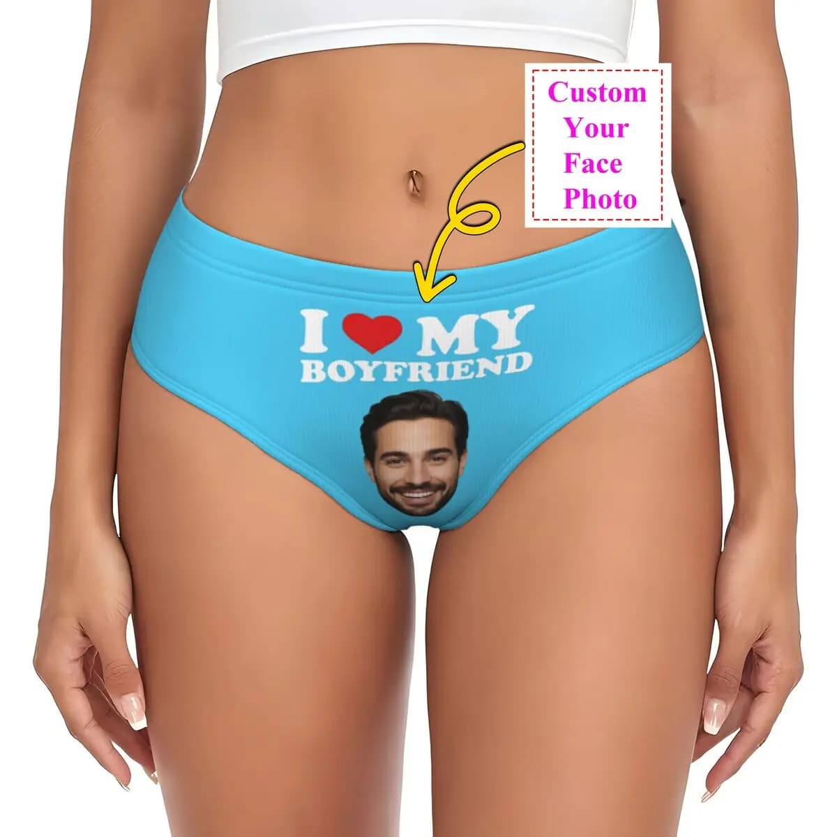 San Valentino Personalizzato Faccia Foto Breve Mutandine Donna Stretch Amo il mio fidanzato Mutande intimo per la moglie