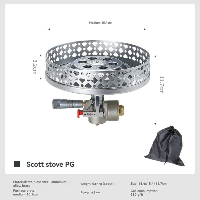 CAMPINGMOON PG-4 Scott Stove Camping Large Diameter Windproof and Stable Pressure Stove Head Portable High Power Gas Stove
