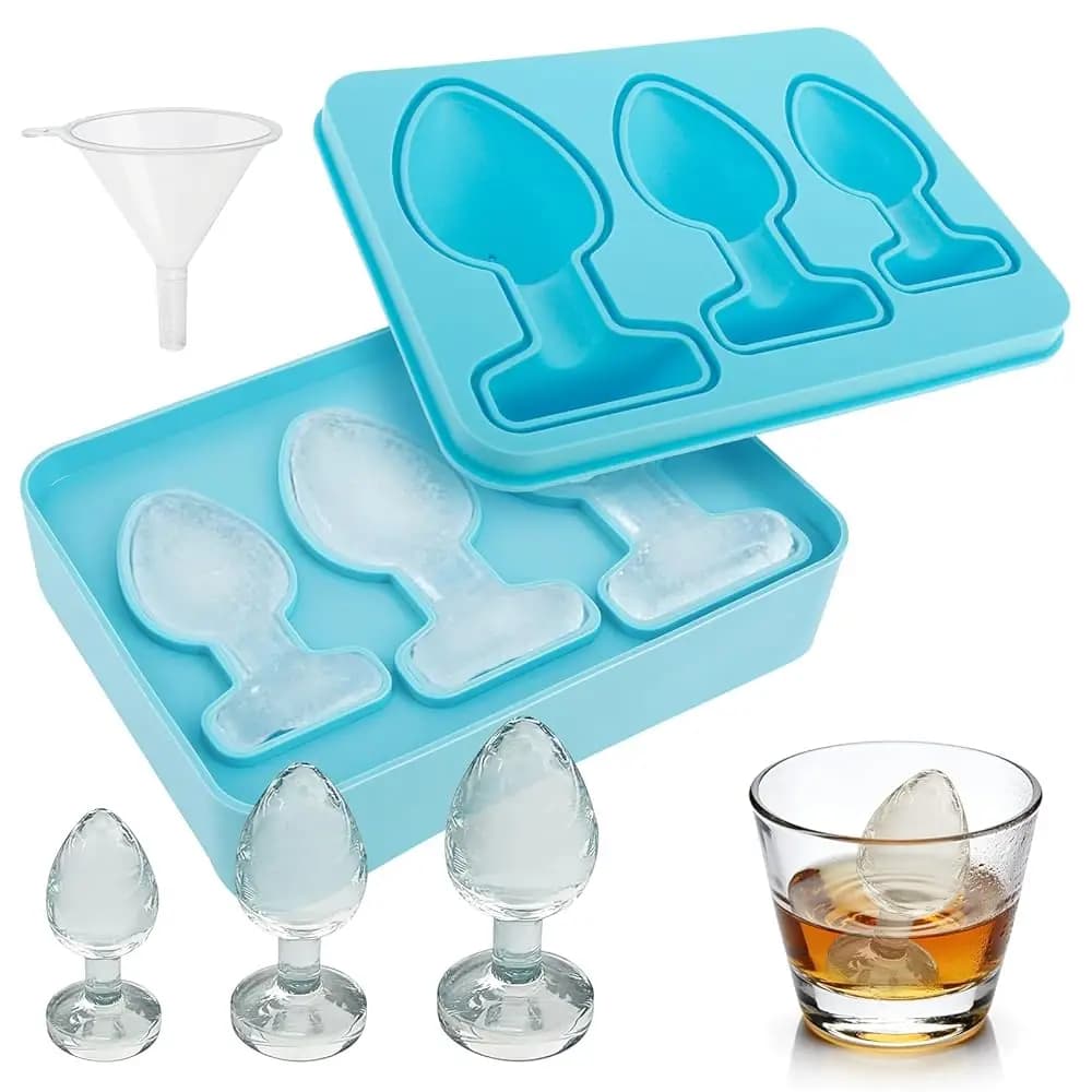 2 set di stampi per ghiaccio in silicone a forma di scherzi con imbuto, vassoio per ghiaccio con coperchio sigillato, stampo per ghiaccio in silicone divertente con forme originali