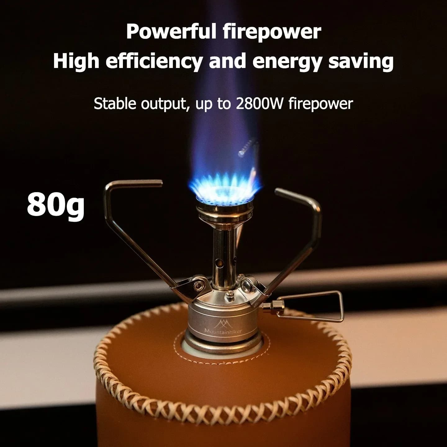 Mountainhiker Ultralight 304 Stainless Steel Integrated Portable Camping Burner with Windscreen Compact Outdoor Hiking Cooking