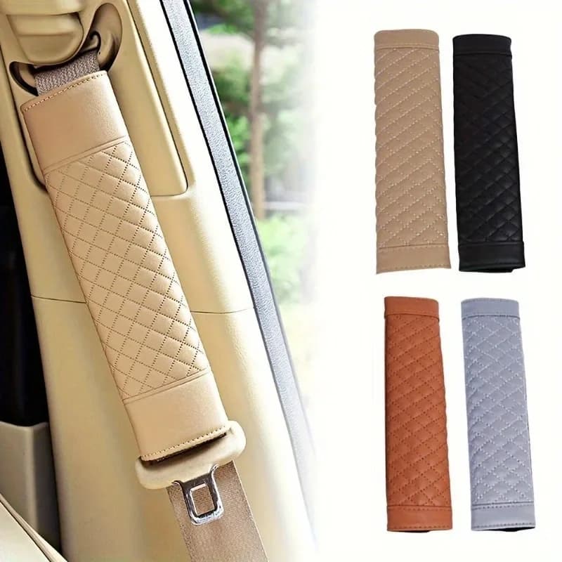 Coprispalla per cintura di sicurezza per auto Ricamo in pelle Coprispalla in pelle antiscivolo resistente all'usura Prodotti per la decorazione di interni dell'auto