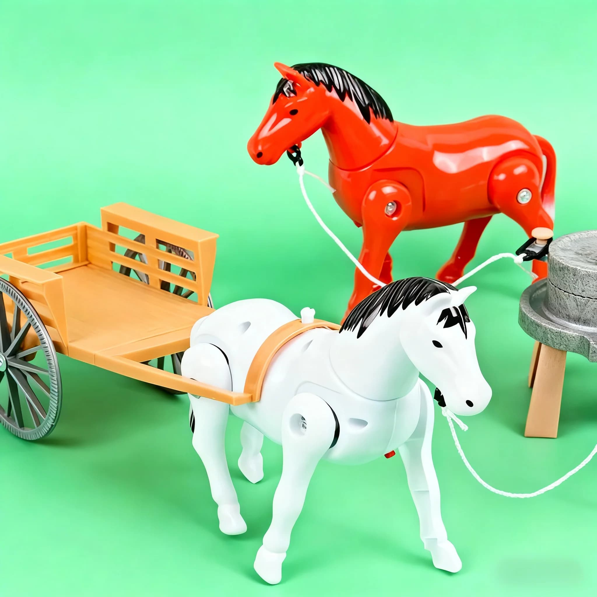 Simulazione di pony elettrico che cammina carrozza sonora cerchio rotante impilare cavallo macinare gioielli pendolo da tavolo creativi