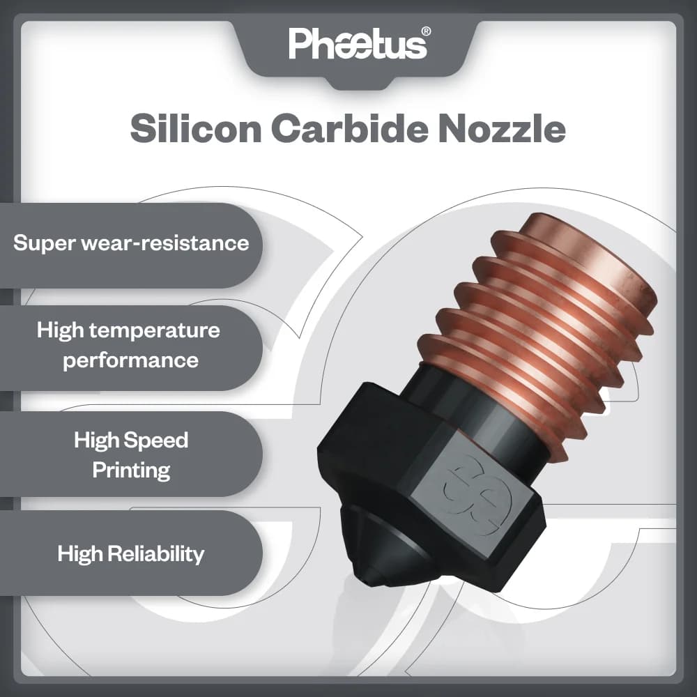 Phaetus Silicon Carbide V6 Nozzle Durable Reduce Stick For 3D Printer accessories Nozzles M6 Prusa Voron VzBoT Hotend