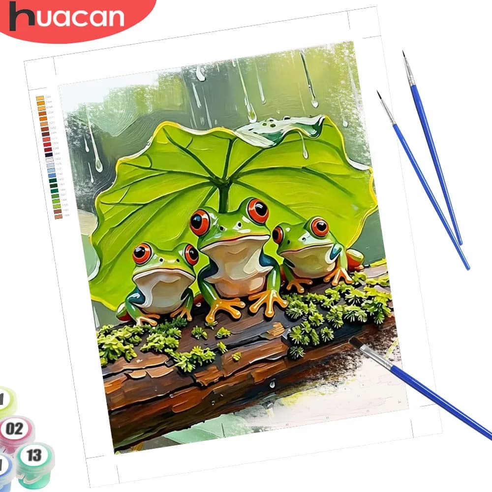 HUACAN Painting By Number Frog Animal Pictures Oil Paint Colorful Canvas Drawing Colorful Handmade Gift For Diy Wall Set