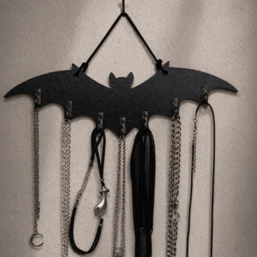 Halloween Wooden Bat Wall Hook Retro Creative Space-Saving Organizer Hanger Rack Lightweight Convenient Gothic Key Rack