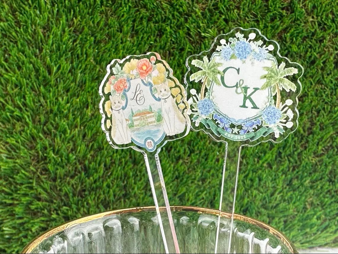 10/50/100 pezzi Stampa le tue stemmi e i bastoncini acrilici con monogramma, agitatori per cocktail, swizzle per matrimoni personalizzati