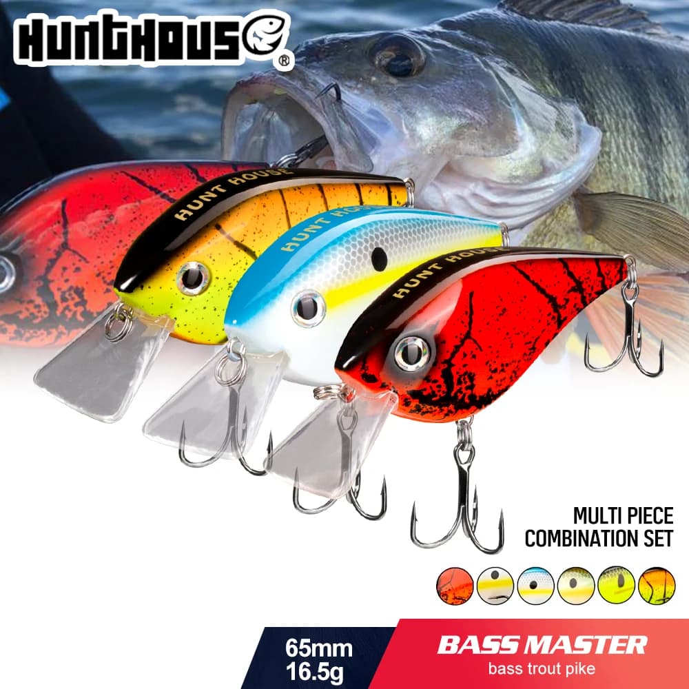 Hunthouse 4/6/8PCS Crankbait Richiamo di Pesca 65mm/16.5g Galleggiante Esche Dure Swimbait Per Spigola Luccio Trota Attrezzatura