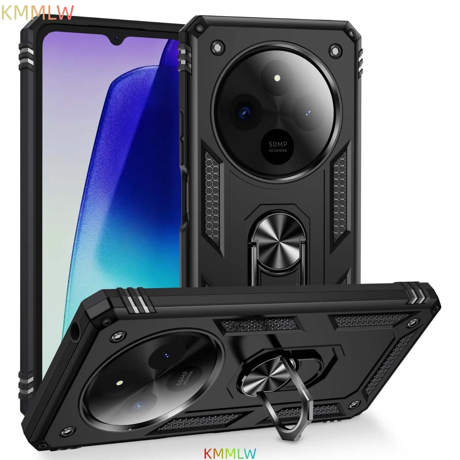 Custodia antiurto pieghevole con armatura per Redmi 14C 4G, cover con anello di supporto per Redmi A3 e Redmi 14C 4G