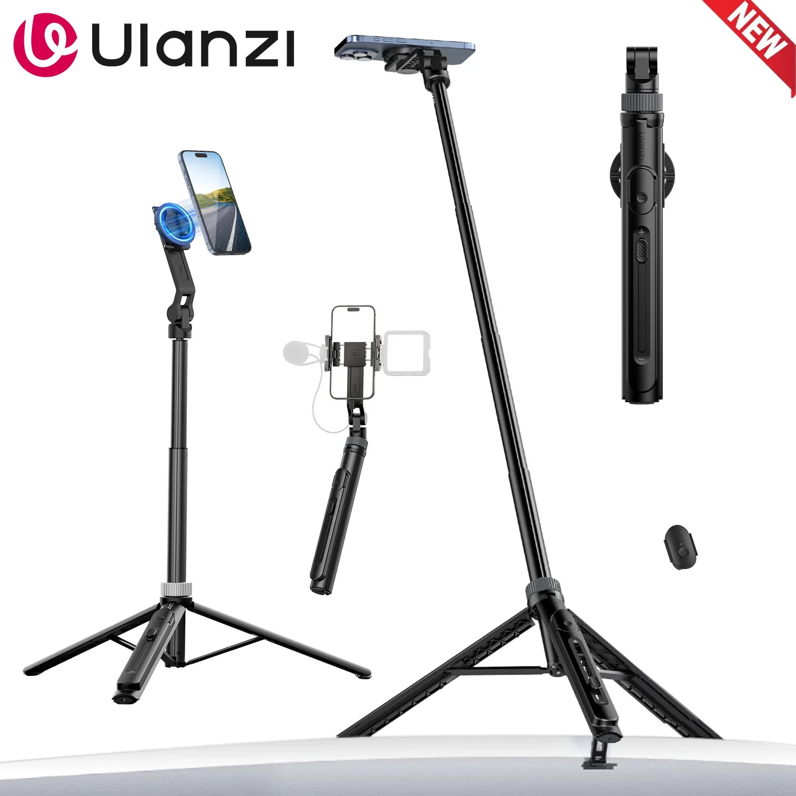 Treppiede Mantis con staffa sopraelevata da tavolo Ulanzi TT88 per Android Apple iPhone 16 15 Smatphone con morsetto magnetico doppia scarpa fredda
