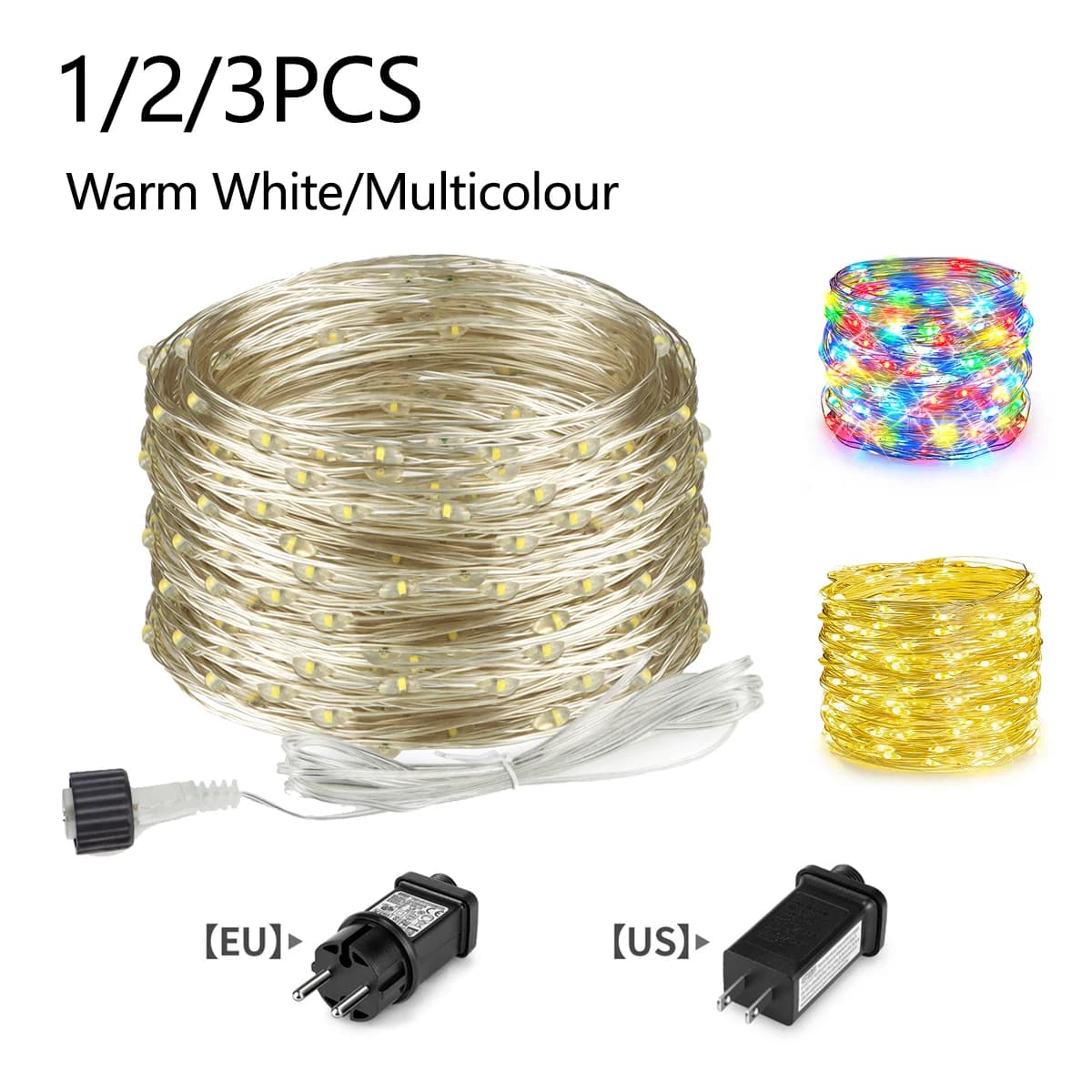 220V 110V Stringa di strisce luminose 10m/50m/100m Impermeabile 1-3 pezzi Fantastico fata Filo di rame Festone Albero di Natale Scala Handil Deco