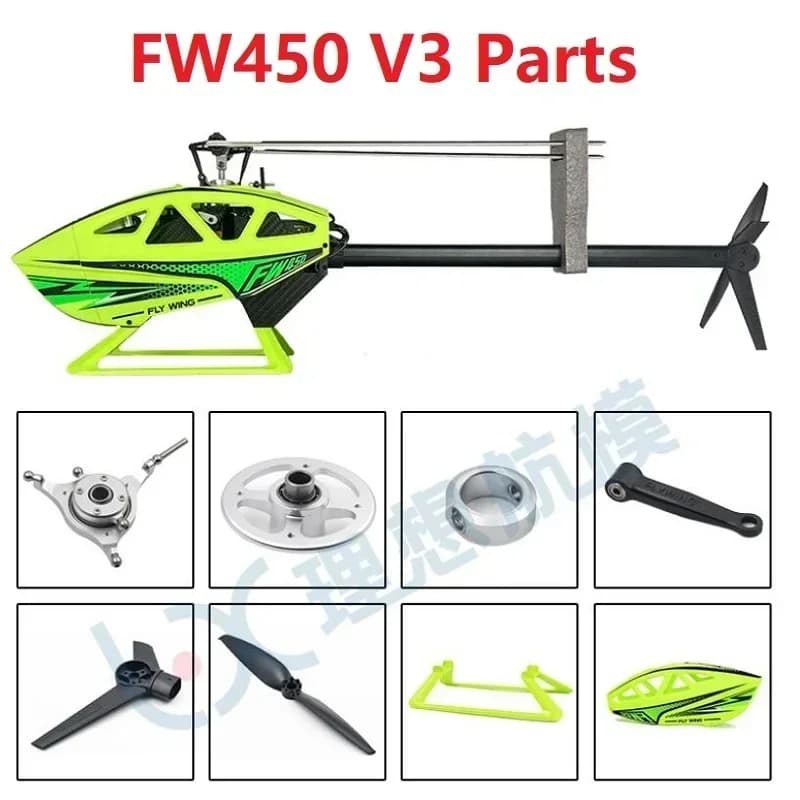FLYWING FW450L FW450 V3 6CH RC Elicottero Pezzi di ricambio Accessori Baldacchino Shell Motore ESC Lama principale Carrello di atterraggio Telaio dell'albero
