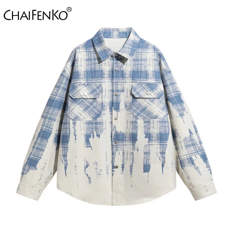New Tie-Dye Men's Shirt in Fashion, Spring/Autumn, Wide fit, Retro Style, Versatile, Comfortable, Breathable, with Result Collection, Free Time Jacket