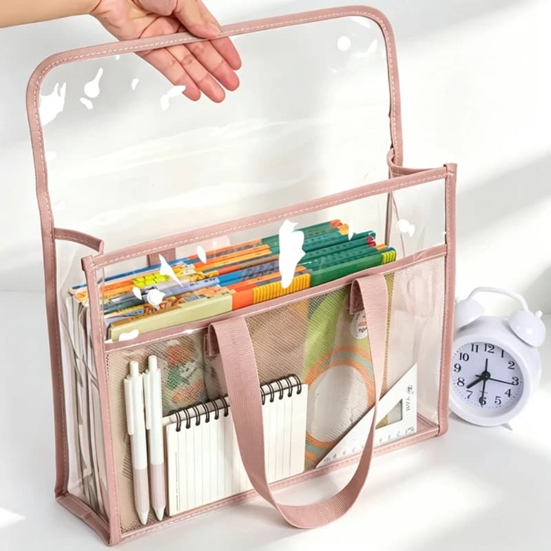 Large-Capacity Transparent PVC File Folder- Multi-Compartment Design,Durable Portable Document Holder with Visible Content Desig