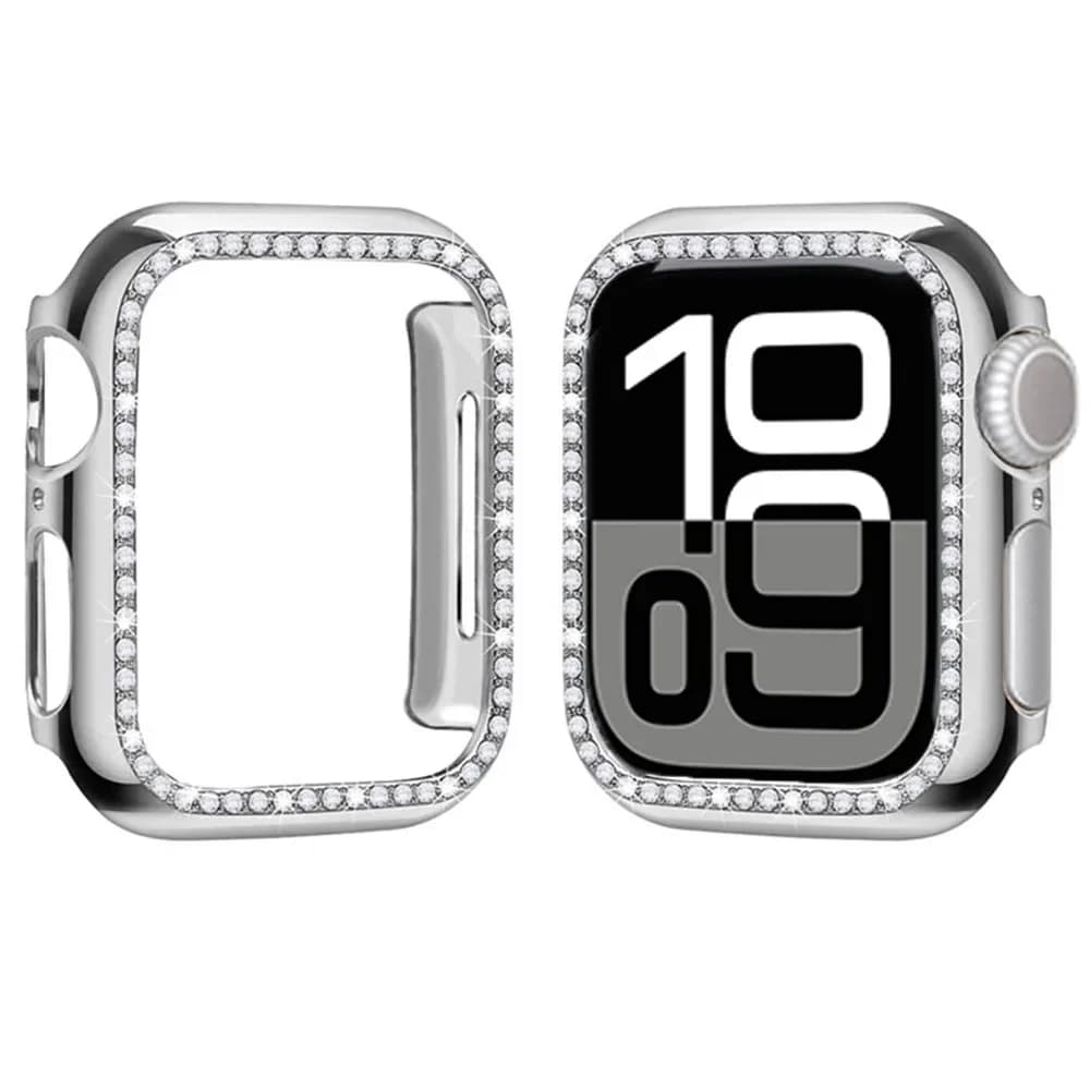 Custodia con diamanti per Apple Watch 46mm 42mm 44mm 40 41 45mm 49mm Serie 10 9 8 7 Se 4 Accessori protezione schermo paraurti ultra bling