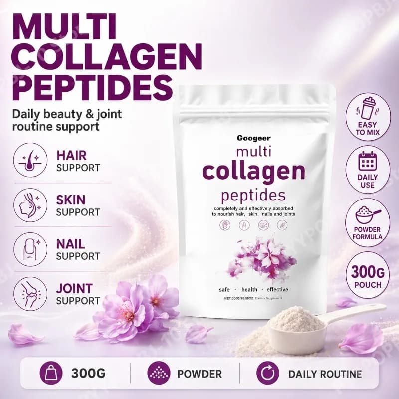 Polvere di Peptidi di Collagene 300g, Isolato Proteico di Soia, Carbonato di Calcio, Maltodestrina, Si Dissolve Rapidamente, Adatto a Tutte le Età