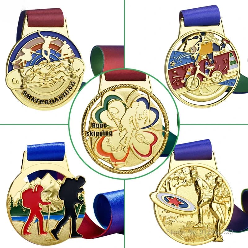 Creative Series of Outdoor Sports Jumping Racing Cycling Cycling Skateboard Medals Decorating Team Awards Metal medals with hanging neck 2 pieces