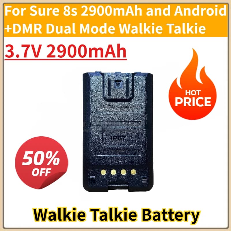 Nuova batteria ricaricabile sostitutiva 3.7V 2900mAh per Sure 8s 2900mAh e Android + DMR Dual Mode Walkie Talkie