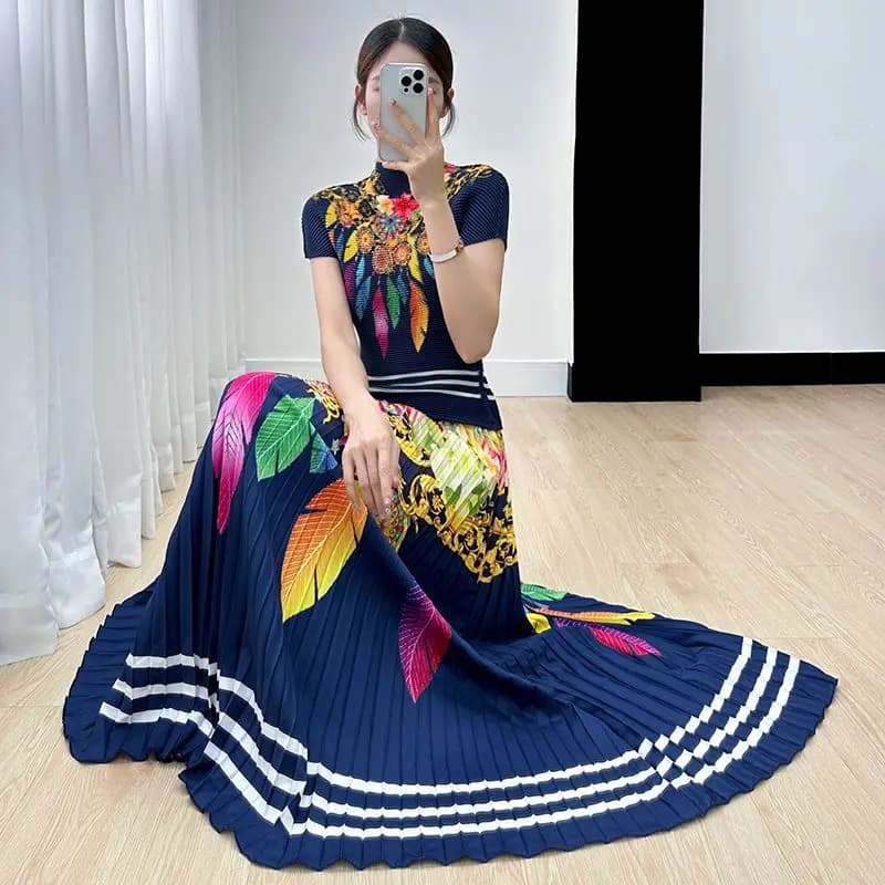 Elegant set two-piece skirt suit woman skirts full women's skirts Casual women's gowns Set anti-wrinkles