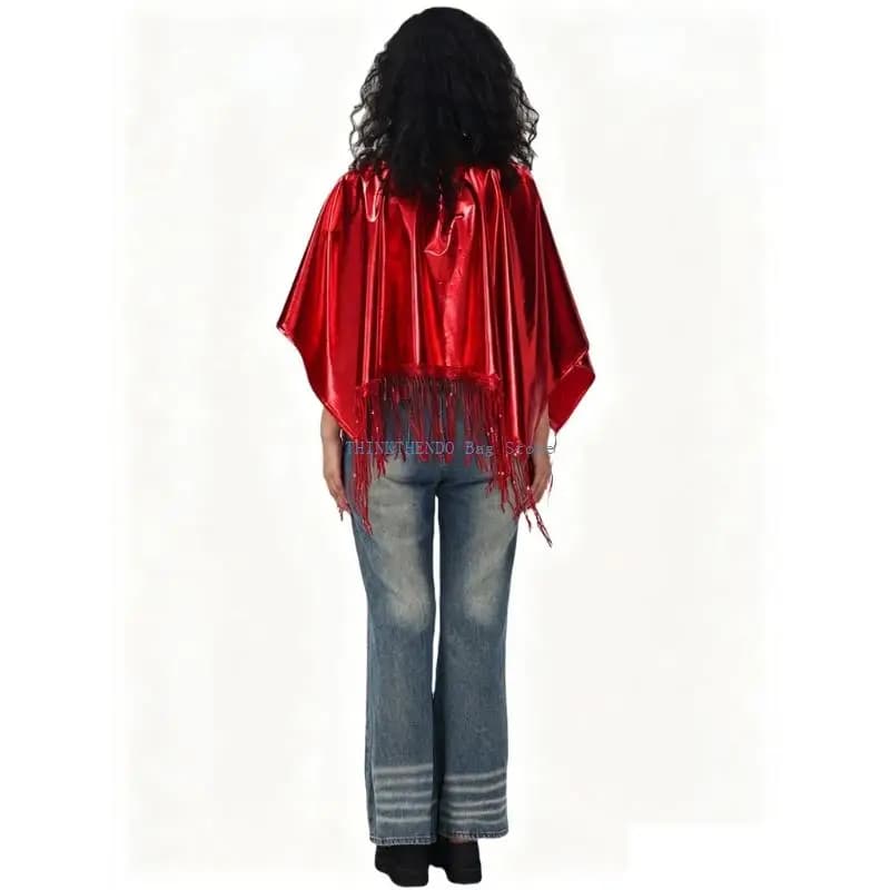 340D Light Reflective Fringe Capelet Shawl For Live Streaming And Fantasy Themed Parties