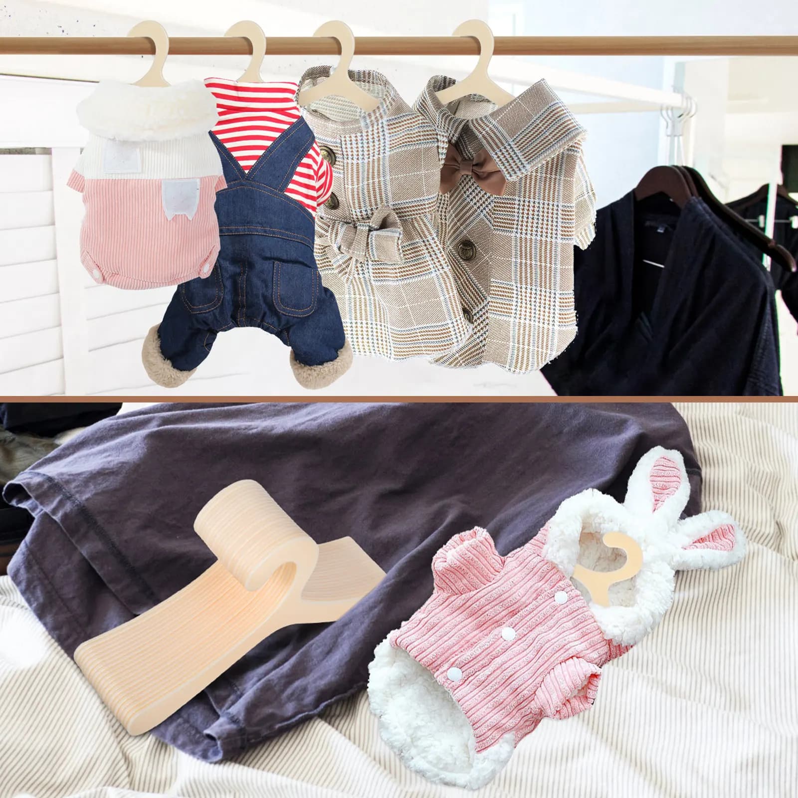 40 Pieces Plastic hanger for domestic animals, Dryers and Organizing Dogs and Cats Dresses, Cabinet Holder