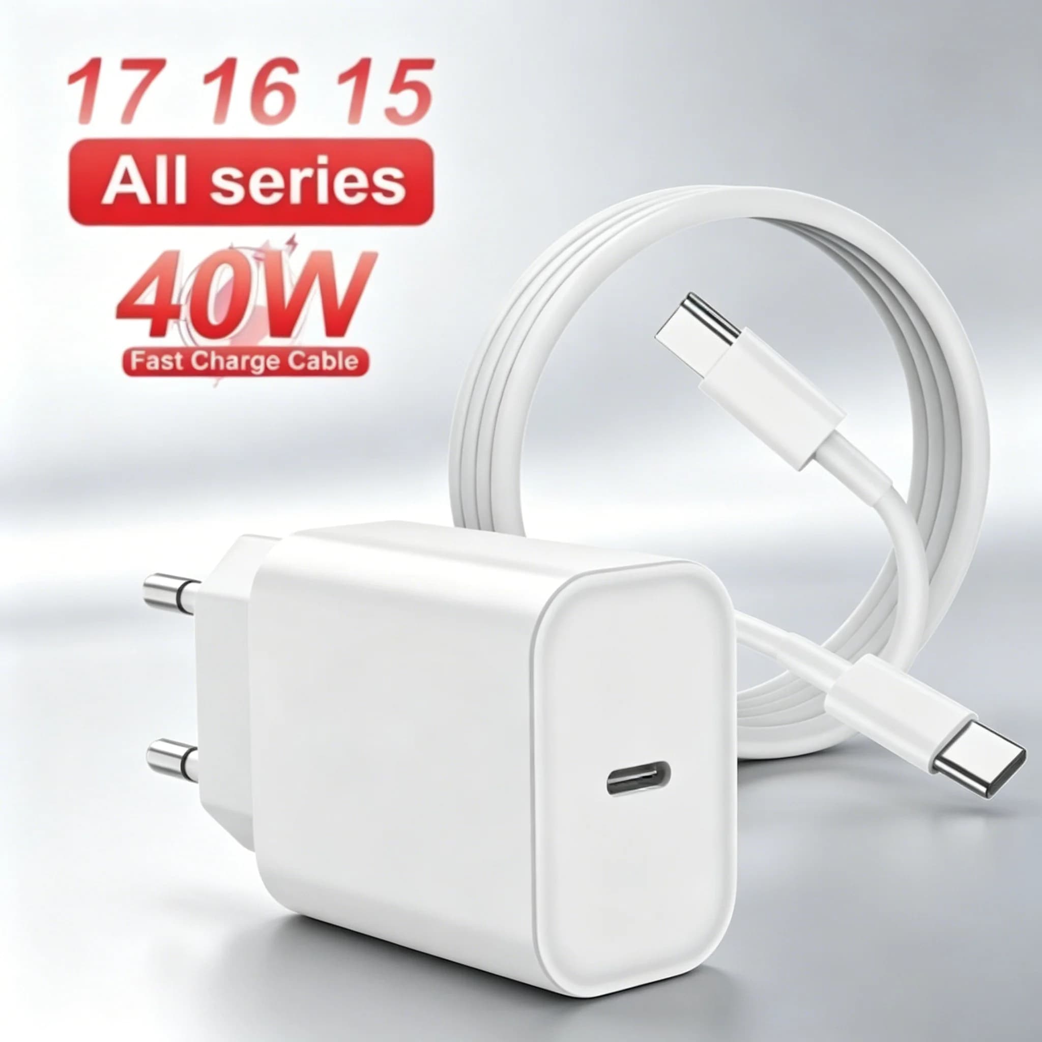 PD 40W Charger USB C Fast Charging Cable For iPhone 17 16 15 Pro Max Air PIUS Type-C Dataline Quick Phone Charger Power Adapter
