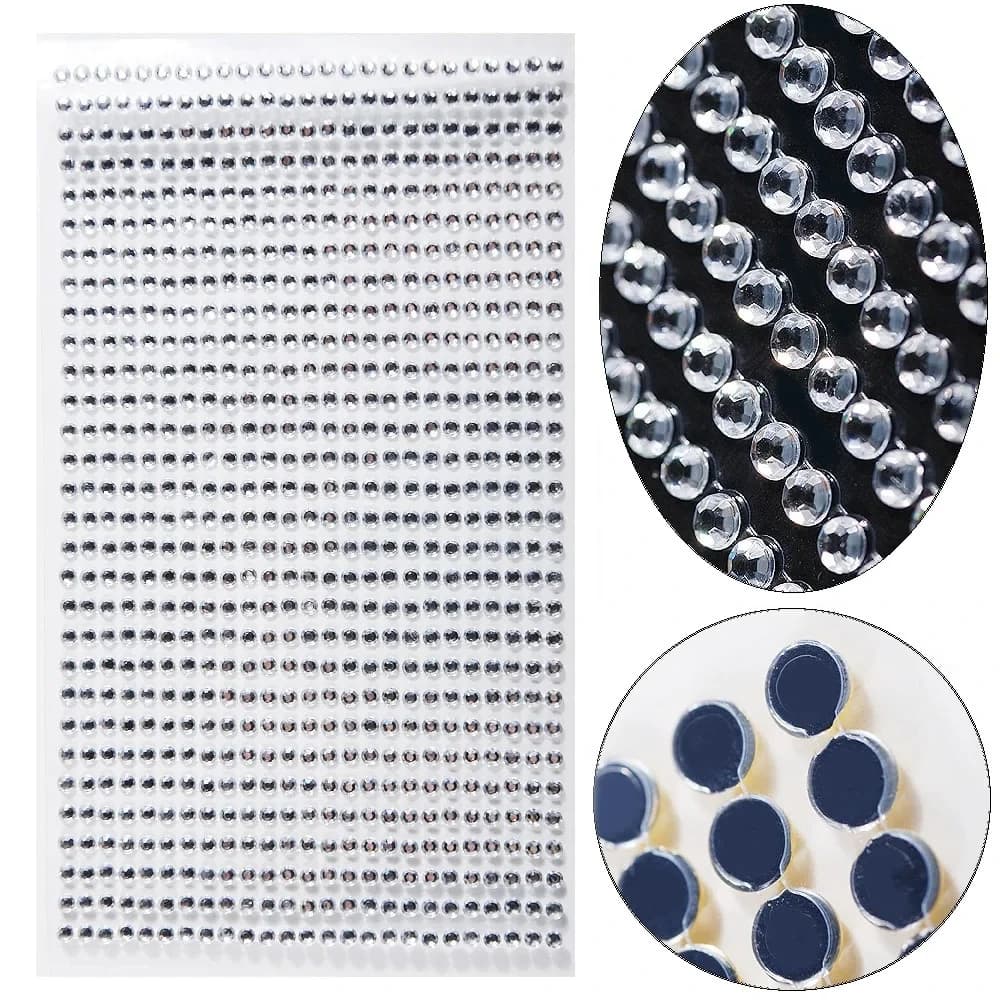 750 pezzi Adesivi per Trucco Viso in Acrilico da 3mm, Adesivi Diamantati Autoadesivi per Occhi, Corpo, Sopracciglia e Unghie, 1 Foglio