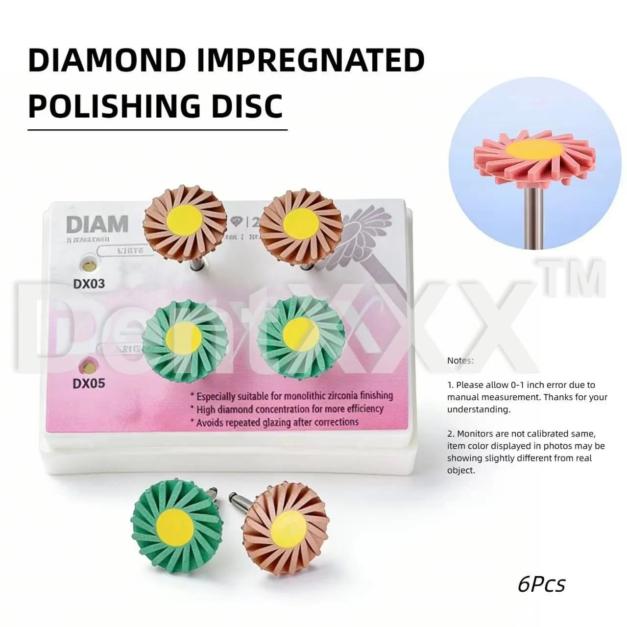 Set of 6 Flexible Rubber Roller Wheels Diamond for Polishing, Open Frame, Wide Contact Area, Grinding and Polishing Tools