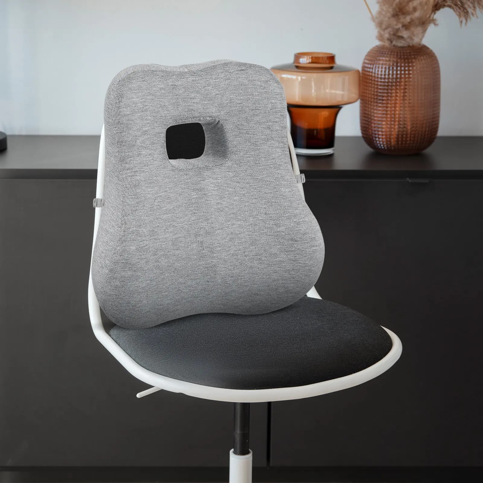 Lumbar Support Pillow Ergonomic Cushioned Lumbar Pillow Adjustable Strap for Office Chair Car Seat Sofa Couch Back Support