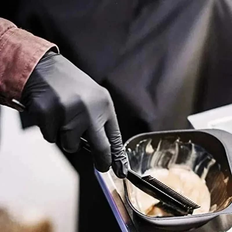 Guanti Monouso in Nitrile per Estetica e Parrucchieri, Senza Polvere, per Tatuaggi, Neri, Protettivi, Portatili e Pratici
