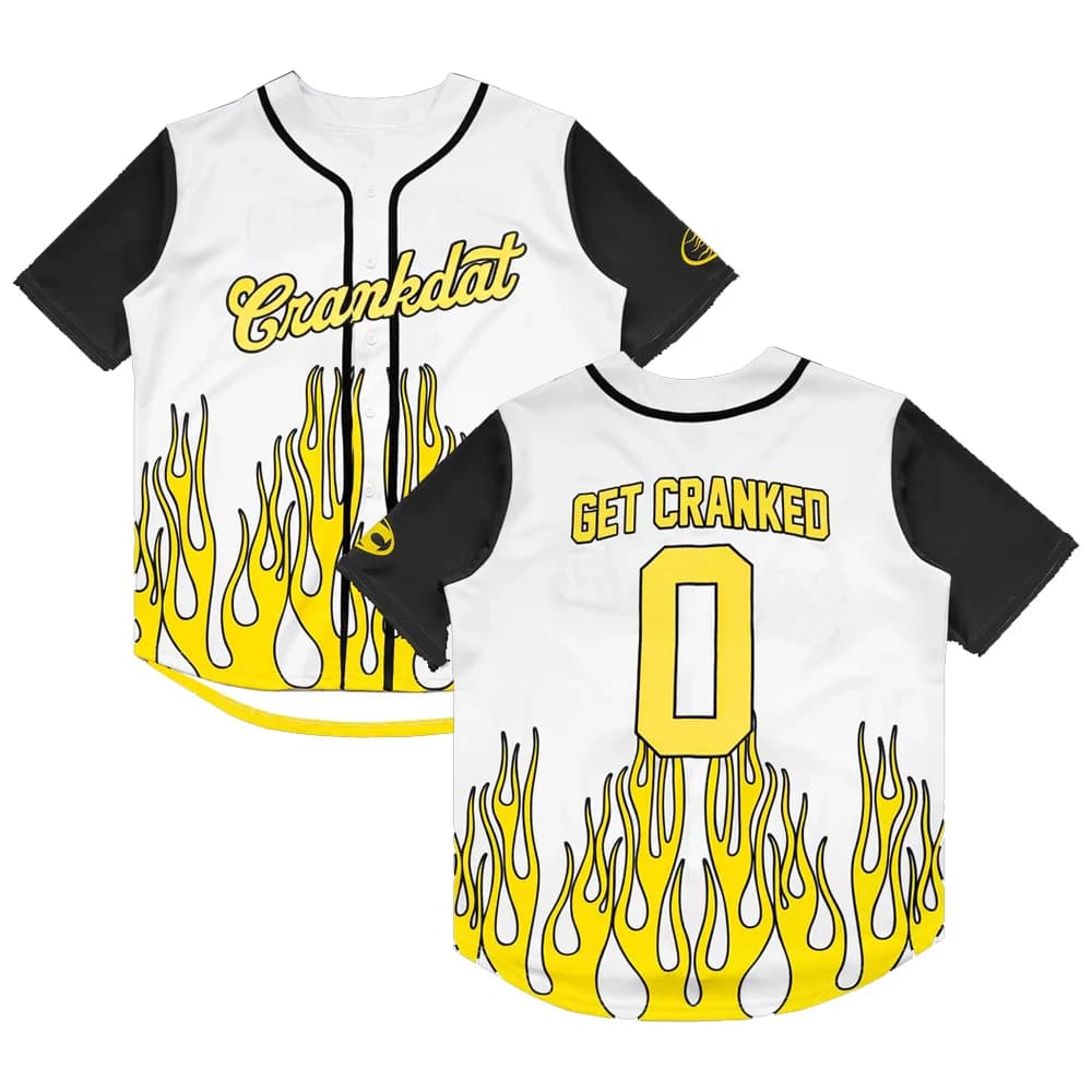 Maglia da Baseball Crankdat Get Cranked 2026, Camicia a Maniche Corte con Bottoni per Festival Musicali, Abbigliamento Streetwear per Uomo e Donna