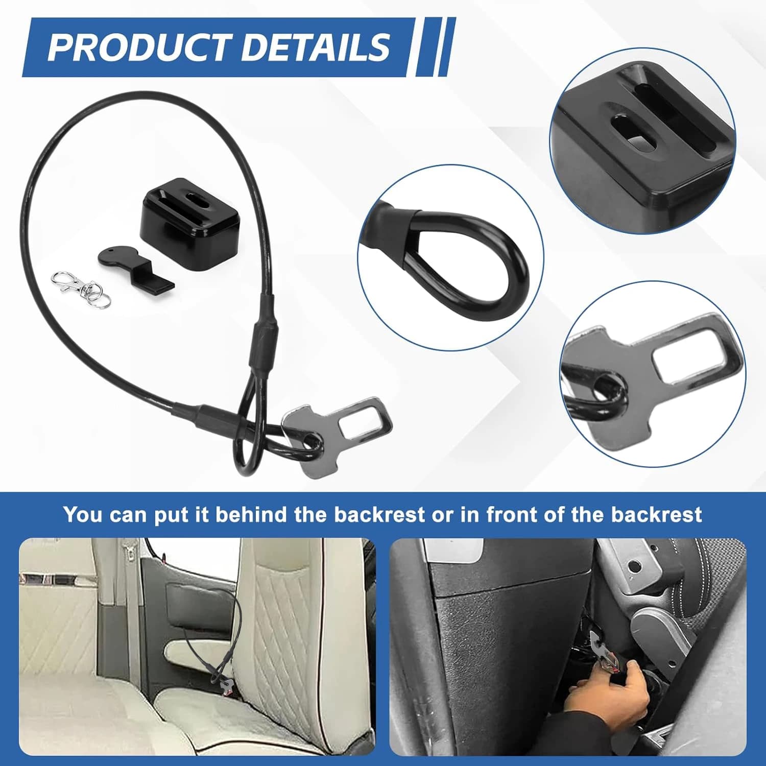 Confezione da 2 cinghie per porte di sicurezza per cabine per camper, serrature per porte utilizzando l'ancora della cintura di sicurezza, dispositivo antifurto per porte camper resistente all'usura