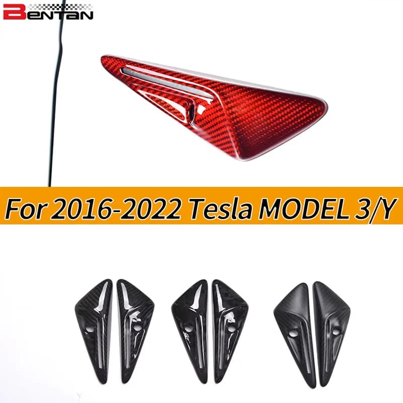 adatto per la copertura decorativa della copertura protettiva della fotocamera laterale Tesla Model3y realizzata in vero materiale in fibra di carbonio.