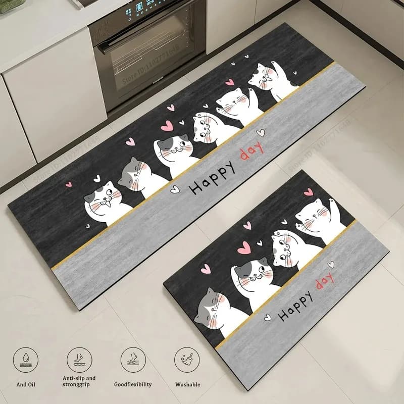 Cat Long Non-slip Kitchen Rugs Bedroom Decorative Rug Kitchen Mat for LivingRoom Laundry Room Entry Door Home Floor Carpet