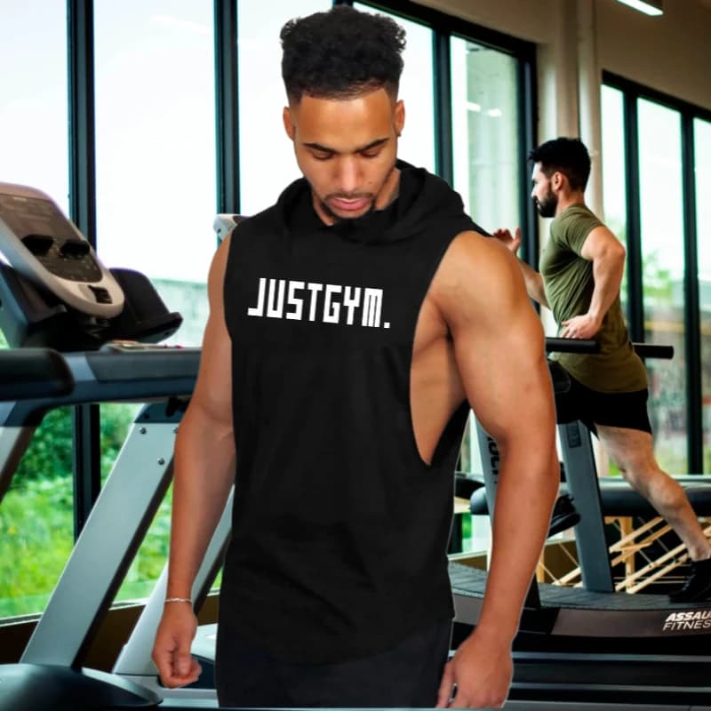 Nuovo marchio Just Gym Abbigliamento Uomo Cotone Bodybuilding Stringer Felpa con cappuccio Felpe Fitness Canotta Uomo Gilet senza maniche Camicia