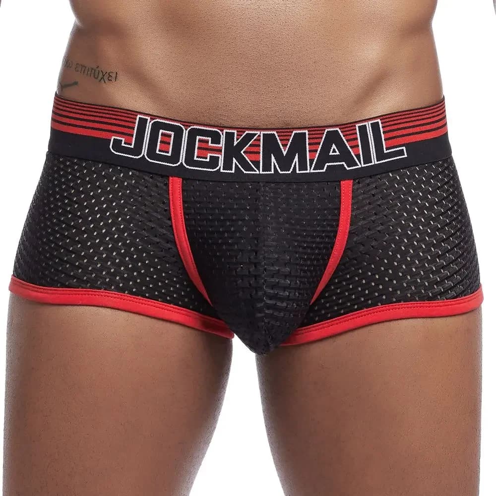 JOCKMAIL Men Underwear Boxer Shorts New Trunks Summer Mens Underware Boxers Low Waist Nylon Mesh Breathable Quick Drying