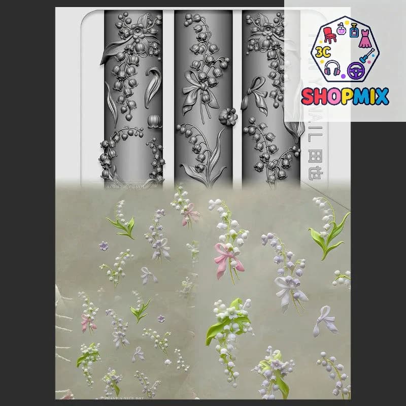 Flowers Series 3D Curved Nail Mold Lily Of The Valley Lotus Flower Diy High Tranparent Nail Templates Nail Mold Art Decor