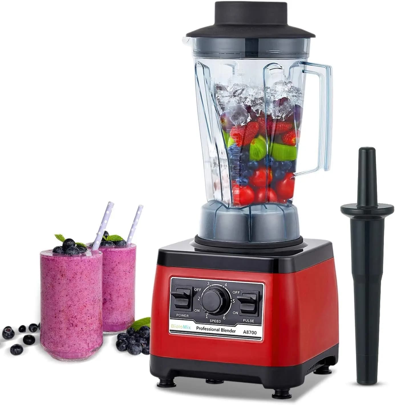 Frullatore professionale per impieghi gravosi, frullatore da bar di livello commerciale con potenza di picco di 2200W e contenitore da 70 once per frullati, smoothie e tritare il ghiaccio
