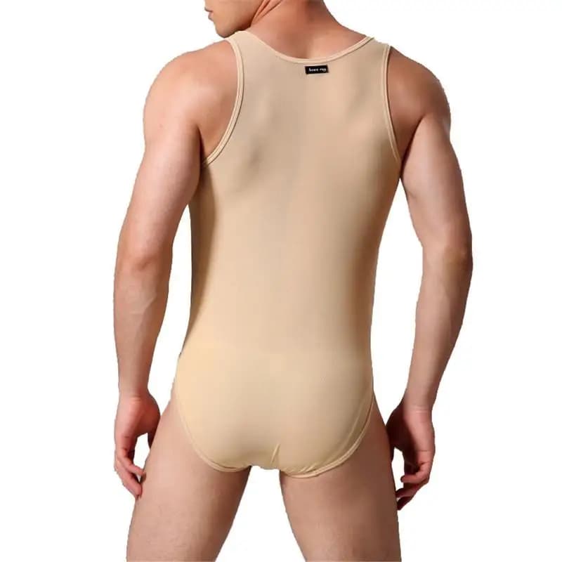 Tutine velate in rete sexy per adulti - Indumenti da notte da uomo Salotto Sissy Pagliaccetti da uomo Tuta intima da pigiama intero senza maniche sexy