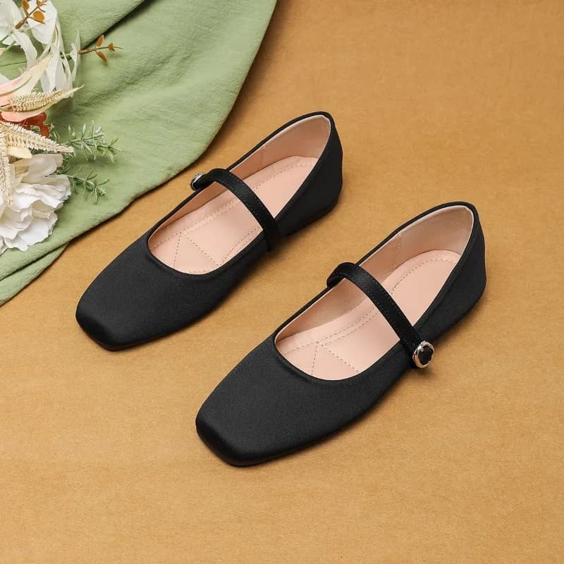 Flat Shoes Women's Spring and Autumn Red Mary Jane Shoes Square Toe Plus Size Women's Shoes 42 43 44 Loafers Women