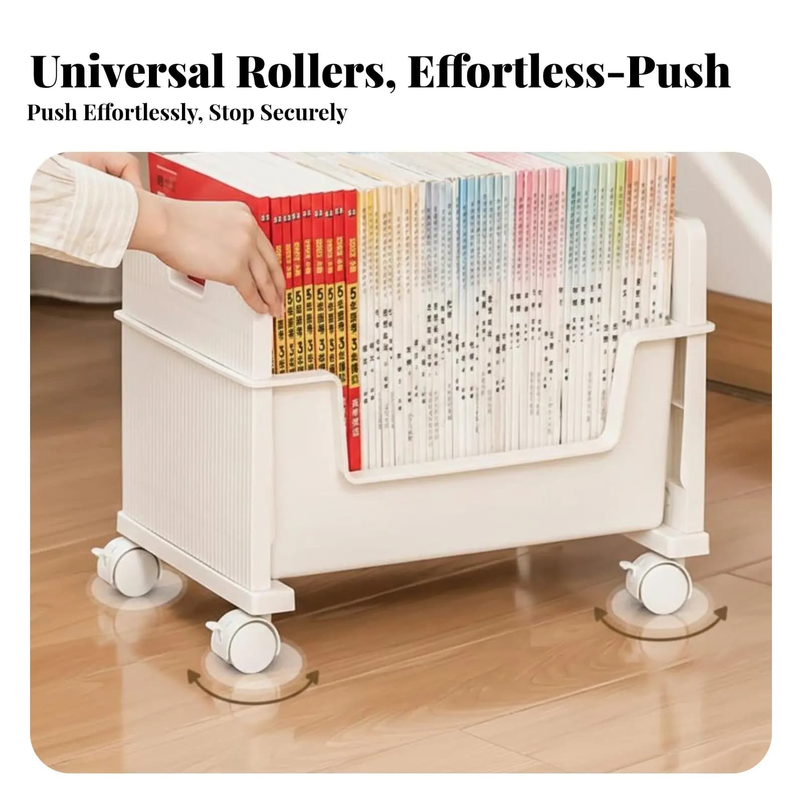 Stackable Container for Books with Wheels, Large Capacity Storage Box, Multifunctional and Particle Resistant for Students